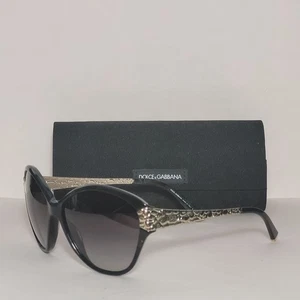 Dolce&Gabbana Damen Sonnenbrille Schwarz mit Metall Seitenleisten Neu mit Tragetasche - Bild 1 von 10