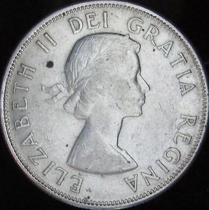 1958 Kanada Silber 50 Cents (fünfzig, halb) - KM# 53 - JG - AU+ - Bild 1 von 3