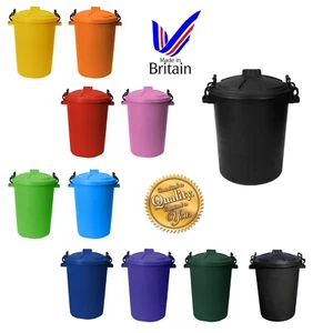 50L/80L Plastic Dustbin For Indoor Outdoor Pet Feeding Recycle Waste Rubbish Bin - Picture 1 of 47