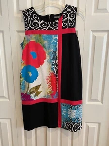 Simply Art by Dolcezza dress size XL, flower print, sheath, art to wear, garden - Picture 1 of 6