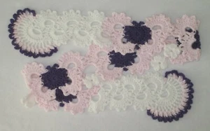 Handarbeit gehäkelt Königin ANNE Schmetterling weiche Spitze Damen Schal violett hellrosa - Bild 1 von 7