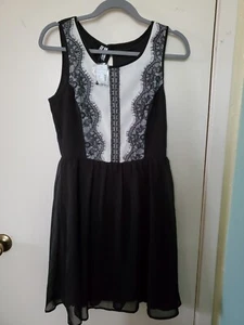 Maurices Studio Y Sleeveless Lace A-Line Midi Dress Black/White Women's Sz 9/10 - Picture 1 of 11