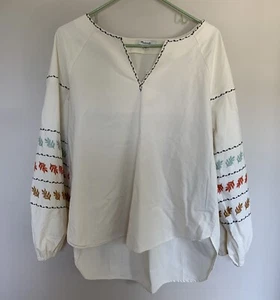 Madewell Embroidered Sleeve Pop Over Top Med NWT MSRP $108 - Picture 1 of 8