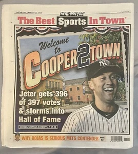 DEREK JETER YANKEES ELECTED HALL OF FAME NEW YORK POST NEWSPAPER 2019 - Picture 1 of 2