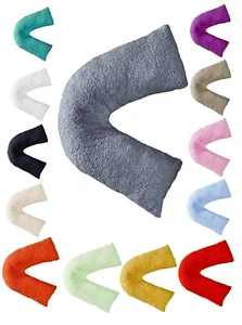 Teddy Fleece V Shaped Pillow Case Orthopedic Back & Neck Support Soft Cosy Cover - Picture 1 of 16