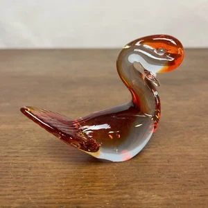 MCM Style Red Art Glass Swan Bird Figurine 3.25" - Picture 1 of 5