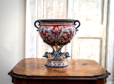 Adorno en Cerámica de Caltagirone con 3 Delfines Hecho a Mano Foto 1 de 4