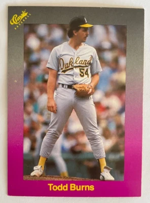 1991 Classic Travel Purple Baseball #171 Todd Burns - Oakland Athletics - Image 1 of 2