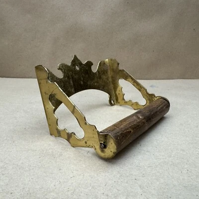 Antiguo soporte de papel higiénico de latón c1900 accesorios de baño vintage Foto 1 de 4