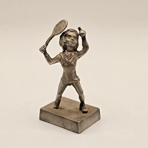 Vintage 1975 Pewter Tennis Girl Inscribed John Sullivan - Picture 1 of 6