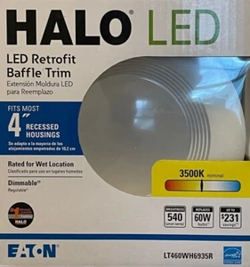 HALO 60-Watt 4-inch LED Retrofit Baffle Trim for 4" Housings - Dimmable - White - Picture 1 of 1