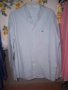 men's 2XL 51"chest lux Lacoste "Regular Fit" shirt light blue check sz 18.5 36 - Picture 1 of 13
