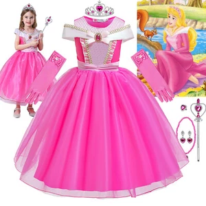 Aurora Princess Fancy Dress up Party Toddler Girls Costume Deluxe Cosplay Outfit - Picture 1 of 22
