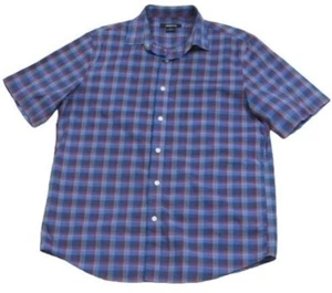NEW Claiborne Mens Plaid Blue Short Sleeve Button-Down Shirt sz Large - Picture 1 of 11