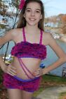 Magenta and purple  custom competition dance costume size CL/AXS pageant