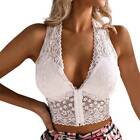 Womens Front Fastening Lace Corp Top Bra Ladies Halter Stretchy Cami Underwear
