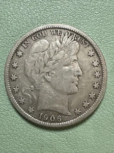 1906 D Barber Half Dollar 50c Very Fine - Picture 1 of 8