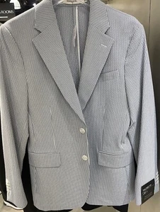 Banana Rep. Herren Tailored-Fit gestreiftes Seersucker Anzug Sakko Gr. 36 kurz - Bild 1 von 5