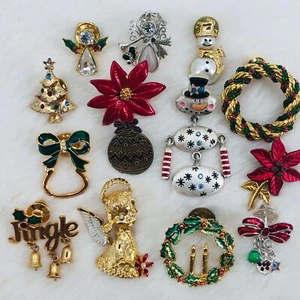 Lote de broches de Navidad y prendedores de moda - corona muñeco de nieve muñeco de nieve ángel - Imagen 1 de 7