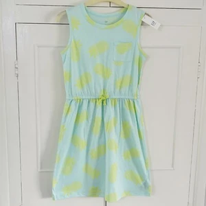 Gap Kids Pineapple Print Dress Size XL Blue Yellow Sleeveless Pullover BNWT - Picture 1 of 8