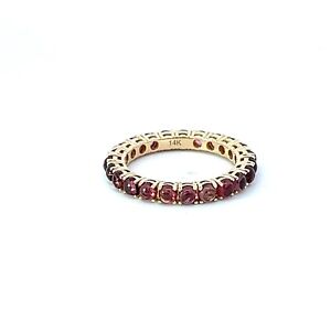 14K Gold 4.14 cts. Natural Red Cabochon Sapphire Eternity Band Ring