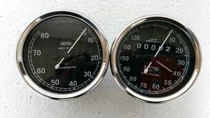 Smiths 120 mph Speedometer 8000 rpm Tachometer 80 mm , M12x1 thread Replica 2:1 - Picture 1 of 4