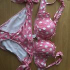 Floozie Debenhams Bikini Size 20 & 36DD BNWT Pink And White Polka Dot