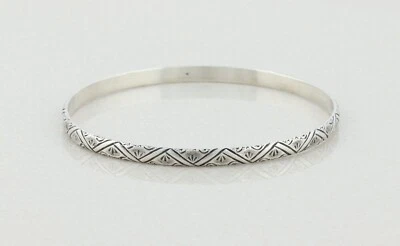 Brazalete Brazalete Vintage Plata de Ley 8" pulgadas Redondo 2 5/8" pulgadas Diámetro Foto 1 de 4