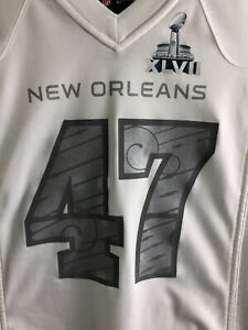 New Orleans Super Bowl XLVII 47 Adult Small Jersey White Nike On Field