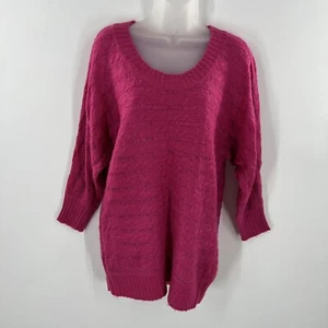Poof Excellence Womens Pink Pullover Knit 3/4 Sleeve Tunic Sweater Size M - Picture 1 of 14