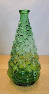 VINTAGE 1960s EMPOLI Italian green bubble glass genie bottle vase large 11” tall - Picture 1 of 9