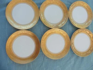 6 Vintage Gold Wheeling Lilly Pads Rand 6,25" Salatteller - Bild 1 von 9