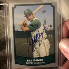 SIGNED SAL BANDO 1988 PACIFIC TRADING CARDS BASEBALL LEGENDS AUTOGRAPHED - A's