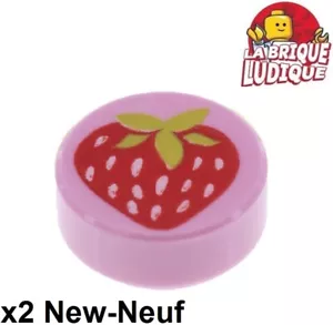 Lego 2X Tile Round Decorated 1X1 Fruit Fraise Strawberry Pink 98138PB015 New - Picture 1 of 1
