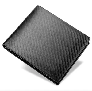 Black Carbon Fiber Wallet Male Card Package One Ipper Horizontal - Picture 1 of 3