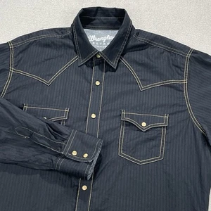 Camisa Wrangler Retro Premium Para Hombres L Negra Perla Occidental A Presión Manga Larga Vaquero - Imagen 1 de 19