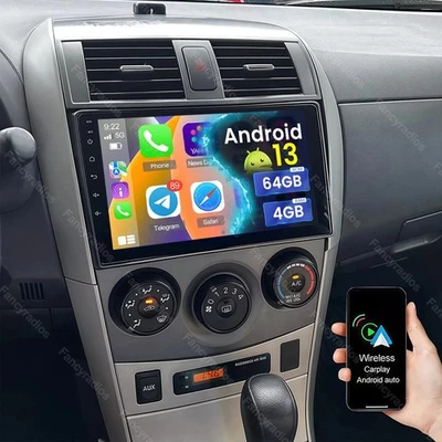 4+64G Car Stereo Radio For Toyota Corolla 2009-2013 Android 13 CarPlay GPS WIFI - Image 1 of 4