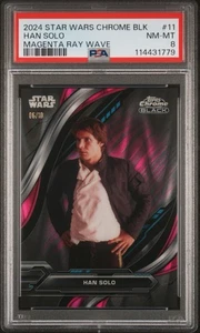 2024 Star Wars Chrome Black Han Solo #11 Magenta Ray Wave /10 PSA 8 Pop 1 - Picture 1 of 4
