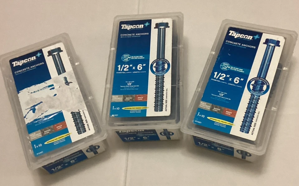 Lote de Trinta (30) Âncoras de Concreto Tapcon Caixa Aberta #11421 Bloco de Tijolos 1/2” X 6” - Imagem 1 de 4