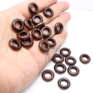 120pcs 15mm Brown Wooden Ring Beads - Natural Round Craft Beads for DIY Jewelry - Picture 1 of 11