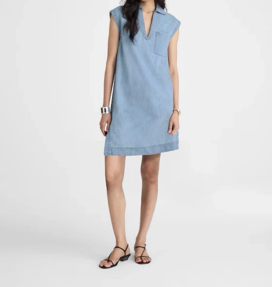 Madewell 全新带标签牛仔束腰连衣裙 Kelleyville Wash 尺寸 S — 第 1/4 张图片