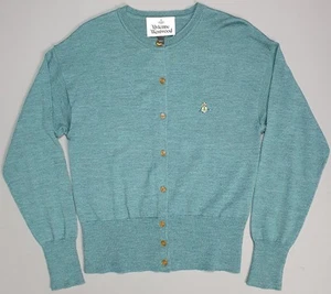 Vivienne Westwood Bea Cardigan Turquoise Blue Knitted Top Size Medium Wool - Picture 1 of 7