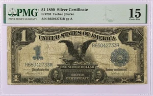 Series Of 1899 $1 Black Eagle Silver Certificate Fr#233 PMG Choice Fine 15 #065 - Picture 1 of 2