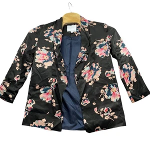 Ett: TWA Anthropology XS Black Floral Blazer Lined Viscose Blend - Picture 1 of 6