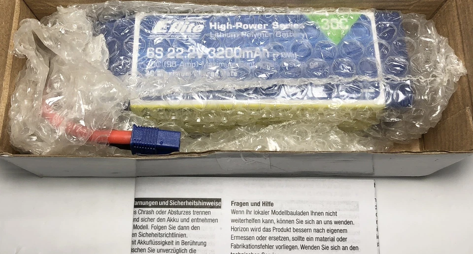 E-flite Eflite 3200mAh 6S 6 Cell 22.2V 30C LiPo 12AWG Wire EC3 Plug EFLB32006S30 - Image 1 of 3