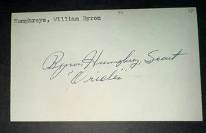 1938 RED SOX: Byron Humphrey, SIGNIERT 3x5, gestorben 1992 - Bild 1 von 1