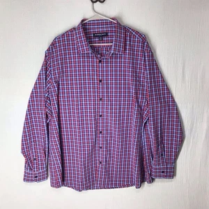 Mizzen Main Men’s 2XL Classic Leeward Long Sleeve Stretch Red Blue Check Shirt - Picture 1 of 6
