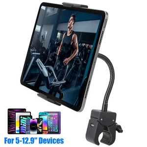 360° Rotate Tablet iPad Phone Holder for Treadmill Bike Handlebar Mic Stand - Picture 1 of 8