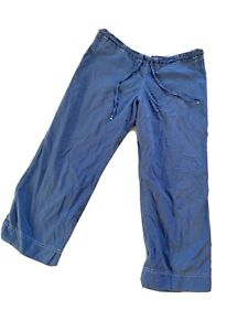PrAna Womens Drawstring Blue Capri Workout Pants Size Small S Made In USA