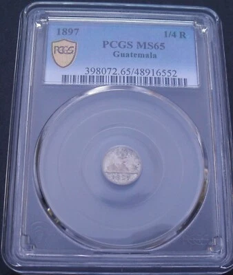1897  Guatemala  1/4 Real ,  PCGS  MS 65  , nice silver coin      # SP - Image 1 of 4